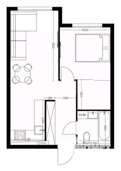 2-к квартира, вторичка, 44м2, 5/7 этаж
