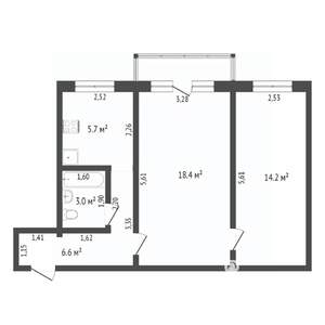 2-к квартира, вторичка, 47м2, 3/5 этаж