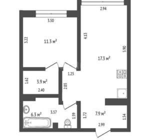 2-к квартира, вторичка, 47м2, 3/12 этаж