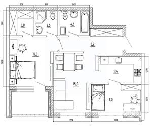 3-к квартира, вторичка, 74м2, 5/8 этаж