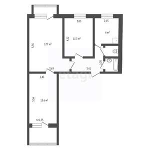 3-к квартира, вторичка, 60м2, 3/9 этаж