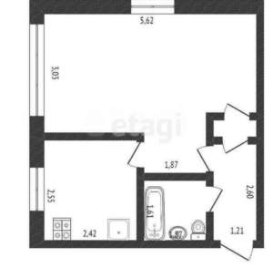 1-к квартира, вторичка, 30м2, 1/5 этаж