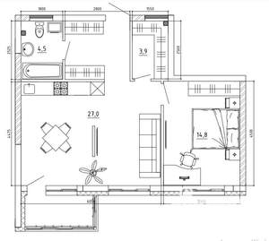 2-к квартира, вторичка, 63м2, 2/15 этаж