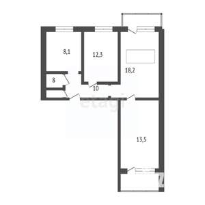 3-к квартира, вторичка, 60м2, 9/9 этаж