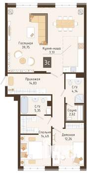 3-к квартира, вторичка, 102м2, 3/7 этаж