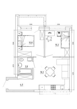2-к квартира, вторичка, 52м2, 3/8 этаж