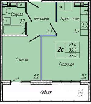 1-к квартира, вторичка, 40м2, 5/17 этаж