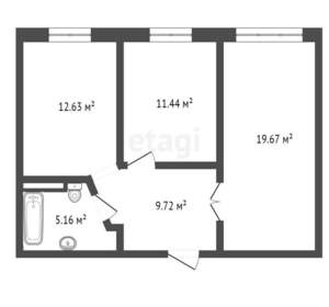 3-к квартира, вторичка, 60м2, 3/5 этаж