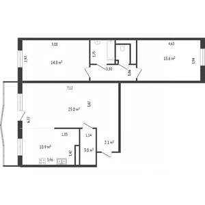 3-к квартира, вторичка, 63м2, 5/10 этаж