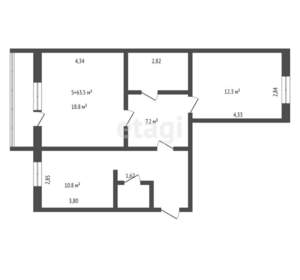 2-к квартира, вторичка, 64м2, 8/10 этаж