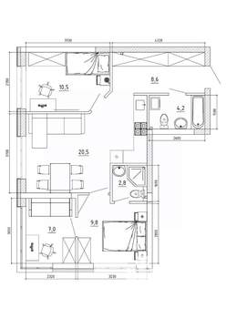 3-к квартира, вторичка, 65м2, 2/8 этаж