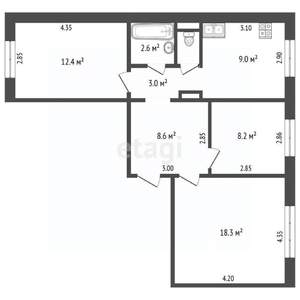 3-к квартира, вторичка, 63м2, 1/10 этаж