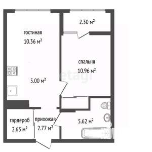1-к квартира, вторичка, 40м2, 4/9 этаж