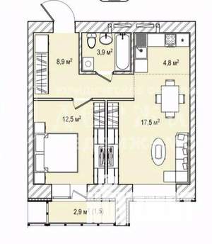 2-к квартира, вторичка, 49м2, 4/13 этаж