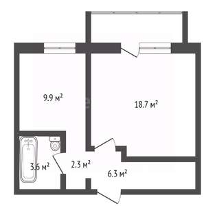 1-к квартира, вторичка, 41м2, 3/16 этаж