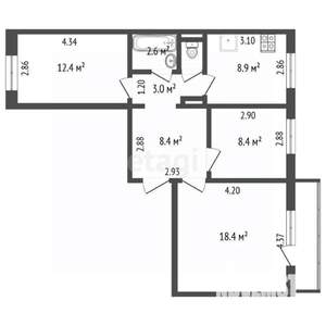 3-к квартира, вторичка, 63м2, 8/10 этаж