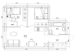 2-к квартира, вторичка, 47м2, 5/15 этаж
