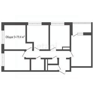 4-к квартира, вторичка, 79м2, 3/16 этаж