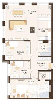 3-к квартира, строящийся дом, 114м2, 4/7 этаж