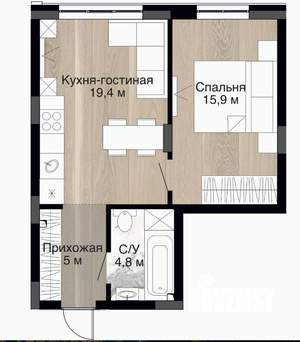 Студия квартира, вторичка, 46м2, 15/15 этаж