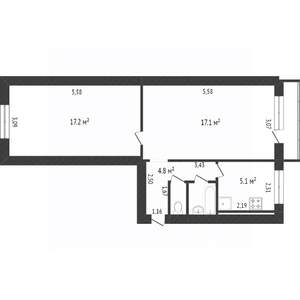 2-к квартира, вторичка, 45м2, 2/5 этаж